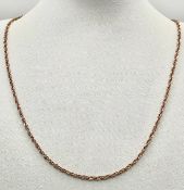 A 9K Rose Gold Double Link Chain Necklace. 51cm in Length. Total Weight 2.11 Grams.