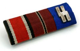 WW2 Waffen SS Miniature Ribbon Bar. The medals he received were the Iron Cross 2nd Class, The