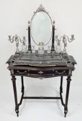 A RARE BEAUTIFUL WOOD AND SOLID SILVER PORTUGESE VANITY TABLE (CIRCA 1860) ALL TRIMMINGS BEING