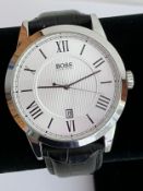 Gentleman’s HUGO BOSS QUARTZ WRISTWATCH. Finished in stainless steel . Large Face. (45 cm
