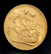 An 1888 Queen Victoria Full Sovereign Coin. 22k Gold. EF grade.