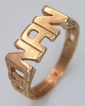 A 9K Yellow Gold, Openwork 'Nan' Ring. Size L 1/2. 1.85g.