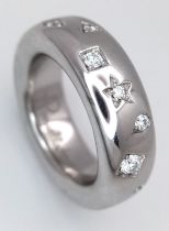 A Designer 'Pomellato' Diamond Iconica Band Ring. Different shaped deep set diamonds of 0.55ctw.