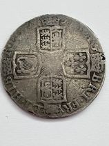 1711 QUEEN ANNE SILVER SHILLING coin. Fair condition, head is about Fine. Please see pictures.