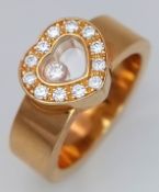 A CHOPARD, 18K YELLOW GOLD, HAPPY DIAMONDS, HEART RING. 12.9G, TAN 6001