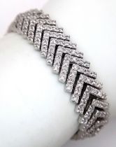 A 14K WHITE GOLD, DIAMOND SET, FANCY LINK BRACELET. 2.50CTW. 39.4G. SC 6059