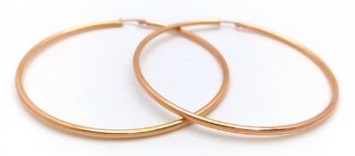 A Pair of Large 9K Gold Hoop Earrings. 60mm diameter. 4.9g.