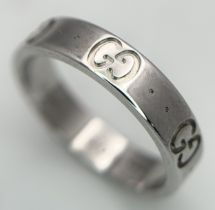 A GUCCI, GG, BAND RING. 3.7G, SIZE K. TAN 6002
