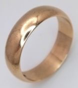 A Vintage 9K Yellow Gold Band Ring. 6mm width. 4.75g.
