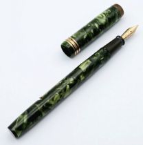 Vintage CONWAY STEWART FOUNTAIN PEN. Model 388. Complete with 14 CARAT GOLD NIB. Finished in Green