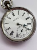 Gentleman’s Vintage SILVER POCKET WATCH by H.SAMUEL. Fully hallmarked. Roman numerals with secondary