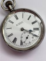Gentleman’s Vintage SILVER POCKET WATCH by H.SAMUEL. Fully hallmarked. Roman numerals with secondary
