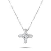 A Hermes Lima 18K White Gold 0.90ct Diamond Pendant Necklace. The curved pendant measures 0.75