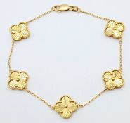AN 18K YELLOW GOLD, CLOVER DESIGN, BRACELET. 7.6G. SC 7070