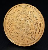 A Proof Condition 2022 Queen Elizabeth II, Jubilee Double Sovereign Coin. Proof condition. 22k Gold.