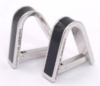 A Stylish Pair of Sterling Silver and Black Enamel Porsche Design Cufflinks Model P’3400. In
