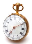 A VERY RARE SAMUEL MINCHENER VERGE FUSEE POCKET WATCH MARKED "214 LONDON" WHICH DATES IT TO CIRCA