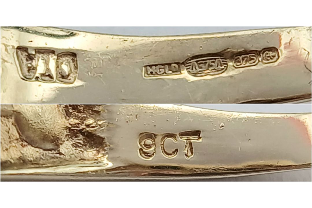 A 9K YELLOW GOLD, DIAMOND AND SAPPHIRE SET, TWIST DESIGN RING. 2.9G. SPSA 7005 - Bild 5 aus 5