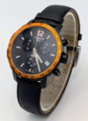 A Tissot 1853 Quartz Chronograph Ladies Watch. Black rubber/leather strap. Black stainless steel