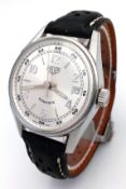A Tag Heuer Vintage Style Re-Issue Automatic Gents Watch. Model WS2112. Black leather strap with