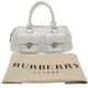 A Burberry White Leather Barrel Handbag. White grained leather exterior with silver-tone hardware, - Bild 2 aus 14