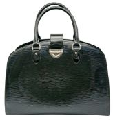 A Sophisticated Louis Vuitton Black Electric Epi Leather Pont-Neuf GM Handbag. Textured patent