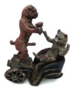 A Cold Painted Bronze by Franz Bergman (Austrian, 1861-1936). A drunken fight between a pug and a