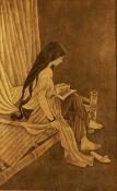 Portrait of a Young Woman by Thanh Le, 80x50 cm, Lacquer on board. Acquired at auction. Thanh Le