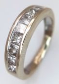 AN 18K YELLOW GOLD, PRINCESS CUT, DIAMOND HALF ETERNITY RING. 1.10CTW. 3.7G, SIZE J. SC 8049