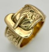 A 9K Yellow Gold Chunky Statement Ring in Belt Form. 15mm width. Z+3 1/2 size. 28.77g.