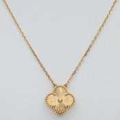 AN 18K YELLOW GOLD, CLOVER DESIGN NECKLACE. 5.2G. SC 8085