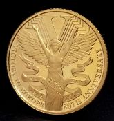 A 2025, KING CHARLES III, VICTORY IN EUROPE, 80TH ANNIVERSARY, HALF SOVEREIGN COIN. 22K GOLD. REF: