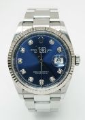 An Ice Blue and Diamond Dial Rolex Datejust Automatic Watch. Model 126234. Stainless steel