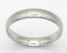 A Platinum wedding band, 6.3g total weight, ring size S