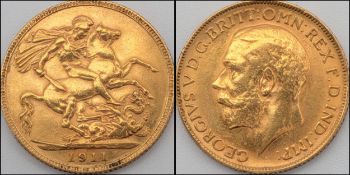 A 1911 George V Full Gold Sovereign Coin. 22k Gold.