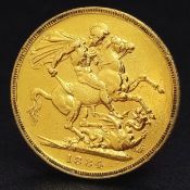 An 1884 Queen Victoria Full Gold Sovereign Coin. 22k gold.