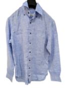 Zilli Italy - Light Blue Men's Long Sleeve Shirt in Linen, Size 35 - 15.