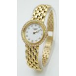 An 18K Gold and Diamonds, Longines Prestige Ladies Watch. 18K gold bracelet and case - 22mm. White