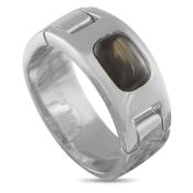 A Hermes 18K White Gold Quartz Ring. Set in 18K White Gold, it features a quartz centre stone. It