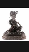 An Antique Bronze Sculpture by Jan Jozef Jacquet (1822 - 1898). Depicting a man standing on a
