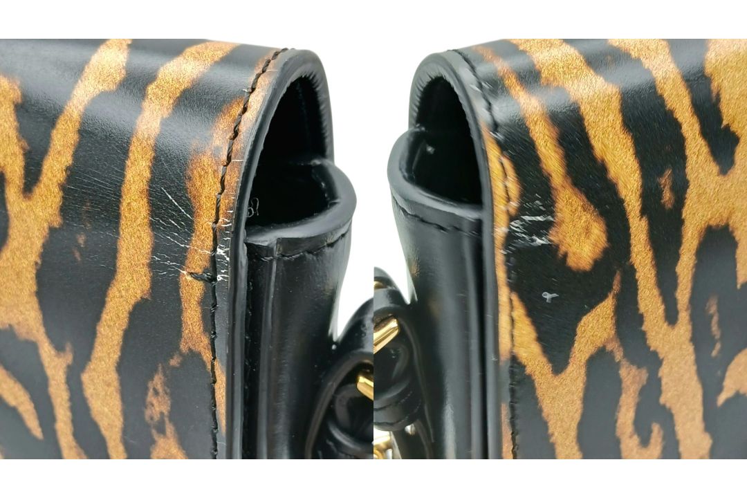 A Burberry Grace Leopard Print Shoulder Bag. Leopard-print leather exterior with black leather trim, - Bild 6 aus 11