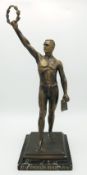 A 1936 Berlin Olympics Gilded Metal Figure of an Olympian. Inscribed marble base of XI Olympiade