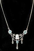 A beautiful 925 Sterling Silver Multi Gemstone Necklace - 44.5cm length. The necklace is set with