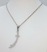 A Eye-catching 925 Sterling Silver Sword Pendant Necklace - 49cm length. The pendant is formed as
