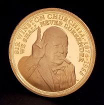 A 2020, QUEEN ELIZABETH II, WINSTON CHURCHILL, WE SHALL NEVER SURRENDER V SIGN, FULL SOVEREIGN COIN.