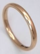 A 9K Yellow Gold Band Ring. 3mm width. UK hallmarks. Size P. 2.15g.