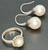 A Collection of 925 Sterling Silver Pearl Jewellery. Including a pearl dress ring, hallmarked 925