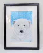 Polar Bear - Acrylic on Paper by the British Artist Valli Lawrence. In frame - 42 x 32.5cm. All