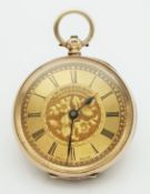 An Antique 14K Gold Cased E. Harrison of Liverpool Ladies Pocket Watch. Swiss movement. Gilded