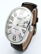 A Grimoldi Milano Borgonovo Automatic Gents Watch. Brown leather strap. Stainless steel oval